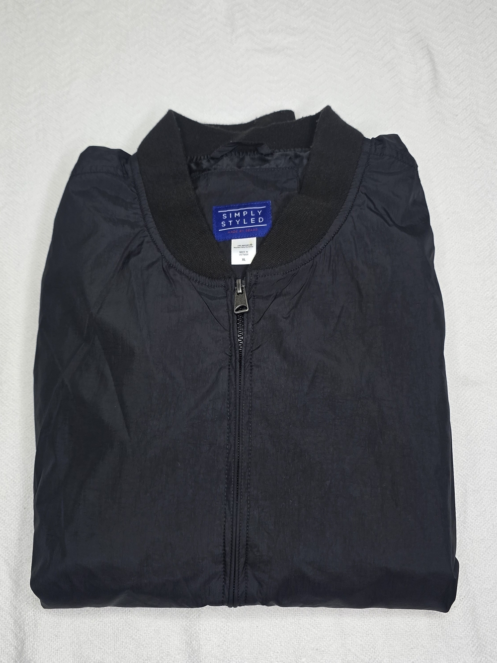 Simply Styled Men’s Black Lightweight Bomber Jacket Full Zip XL